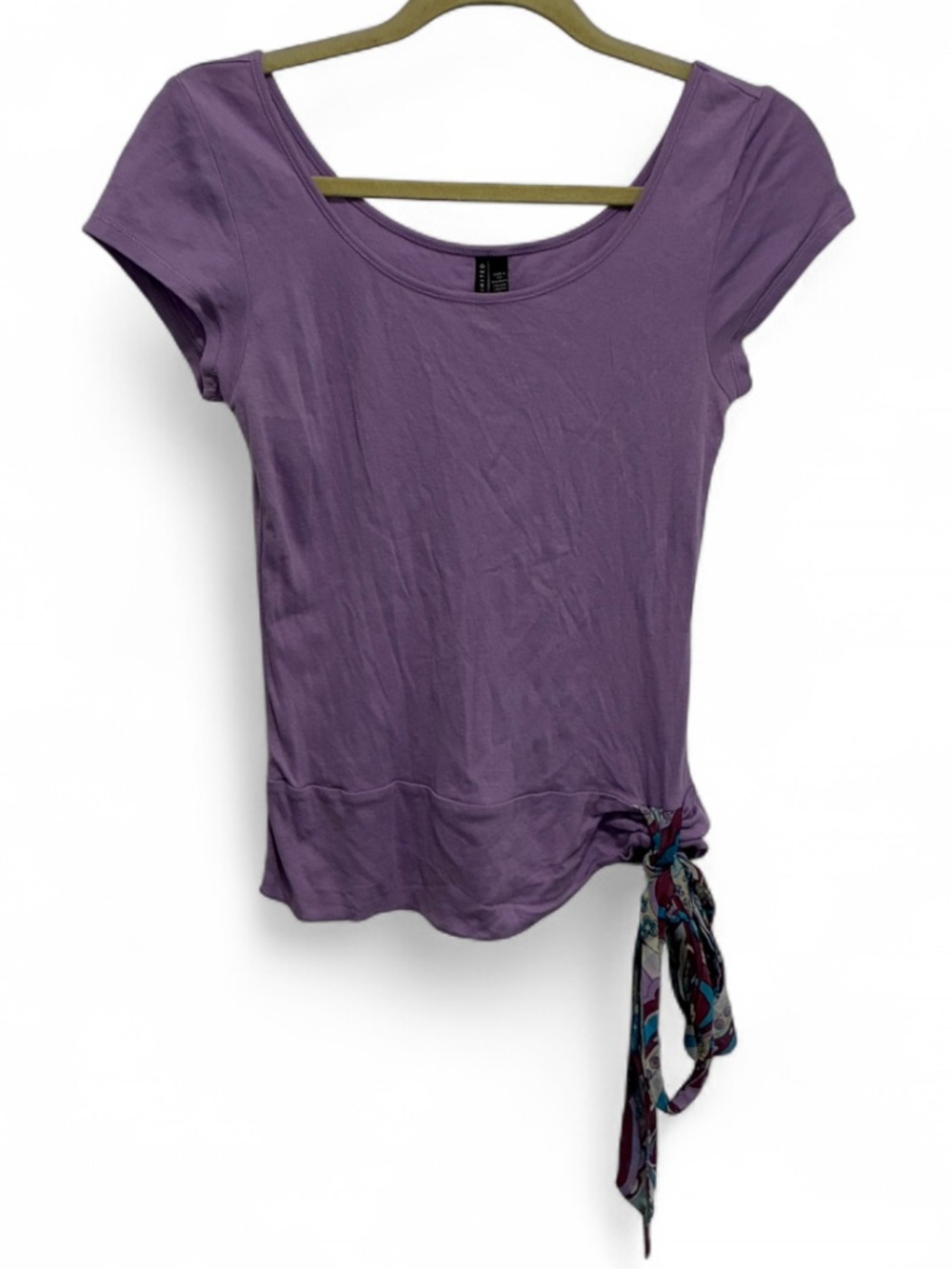 Y2K The Limited Lavender Scoop Neck Short Sleeve Top with Side Tie